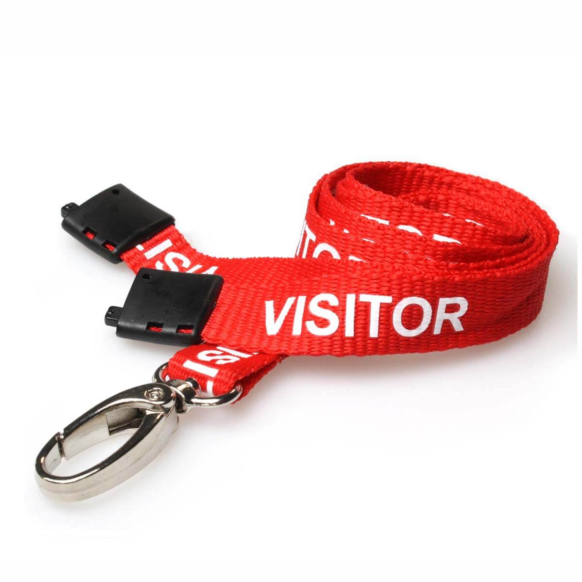 Red Visitor Lanyard with Metal Lobster Clip - Pack of 100