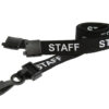 rPET Black Staff Lanyards with Plastic J Clip (100 Pack)