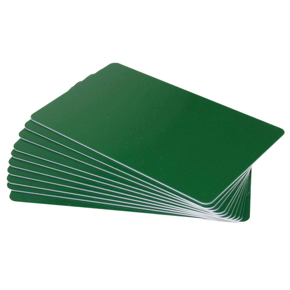 Forest Green Plastic Cards - Blank Glossy White Core (760 Microns, 100 Pack)