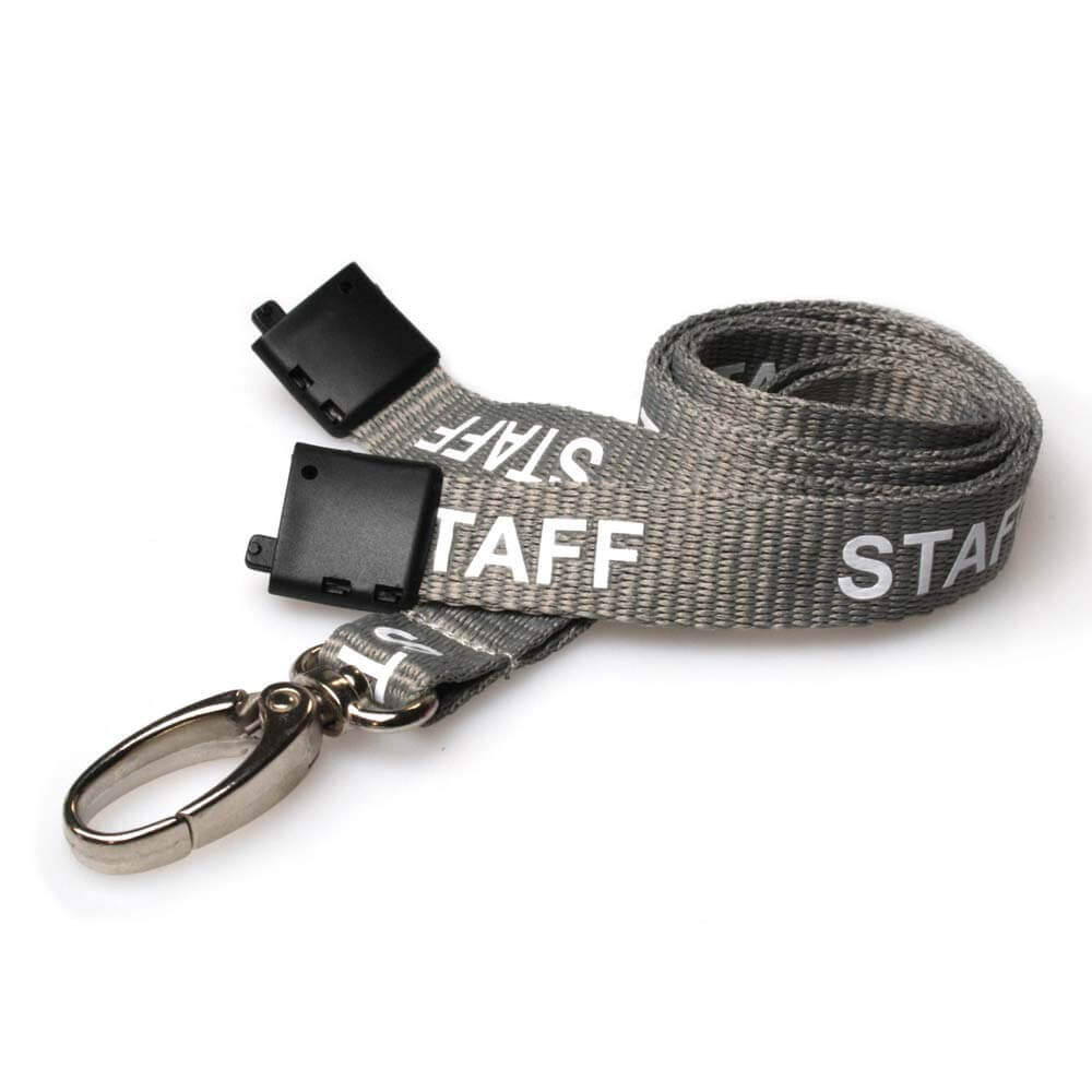 Grey Staff Lanyards with Metal Lobster Clip (Pack of 100)