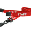 rPET Red Staff Lanyards with Plastic J Clip (100 Pack)