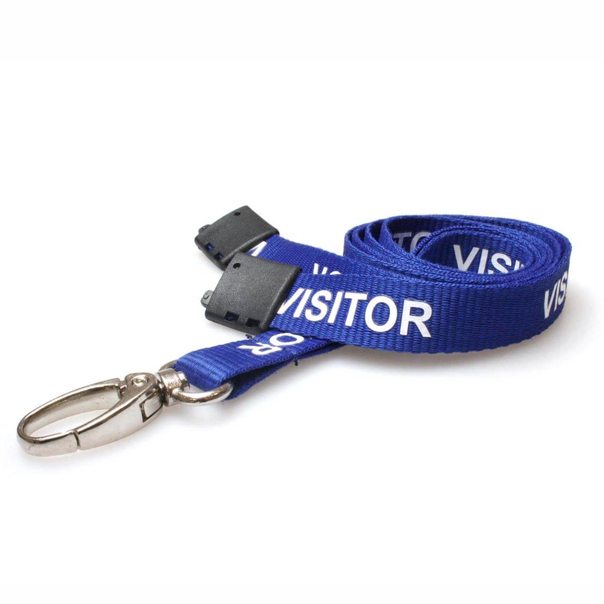 Blue Visitor Lanyard with Metal Lobster Clip - Pack of 100